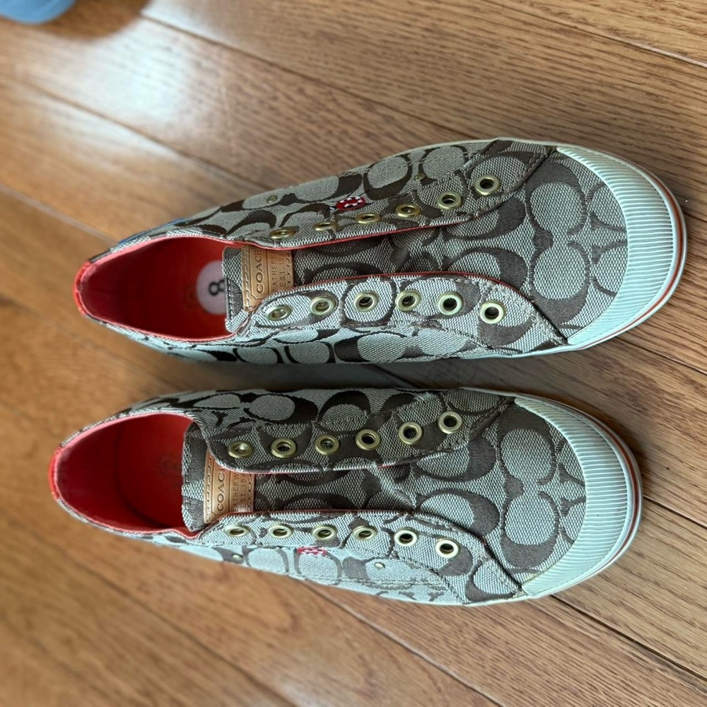 Coach Brown Patterned Slip-On Sneakers